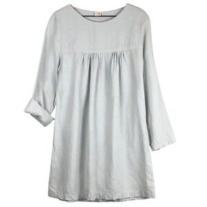 Lou Embrace Linen Tunic Dress Women's M Light Blue Gray‎ Lagenlook Minimalist